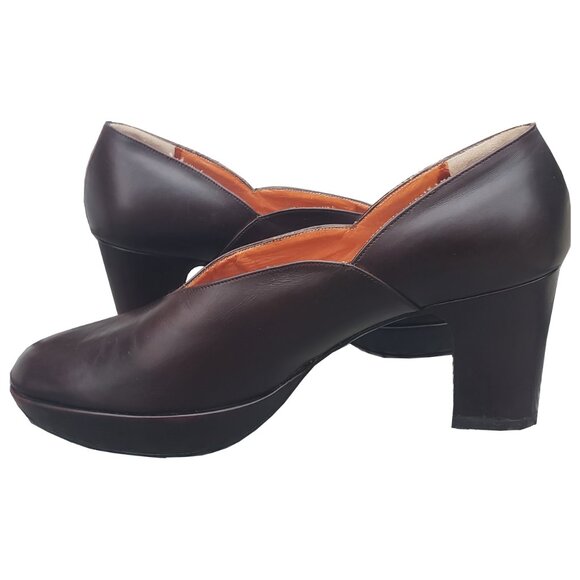 Robert Clergerie x Barneys Pumps Brown Leather Round Toe Block Heel 8.5 - Picture 6 of 12